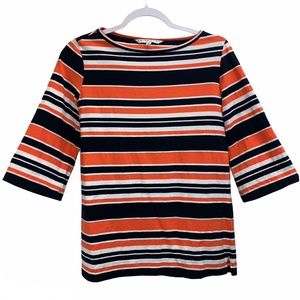 Trina Turk Black Orange & White Striped T-Shirt
